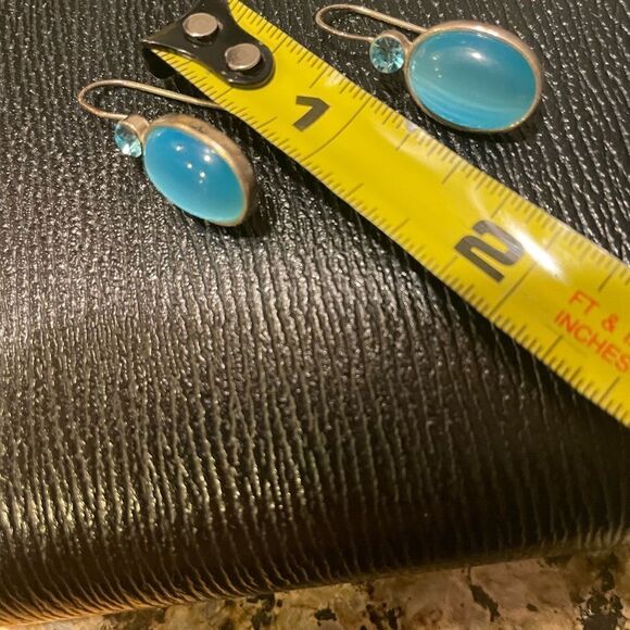 Sterling Blue Tigers Eye Earrings - Picture 8 of 11